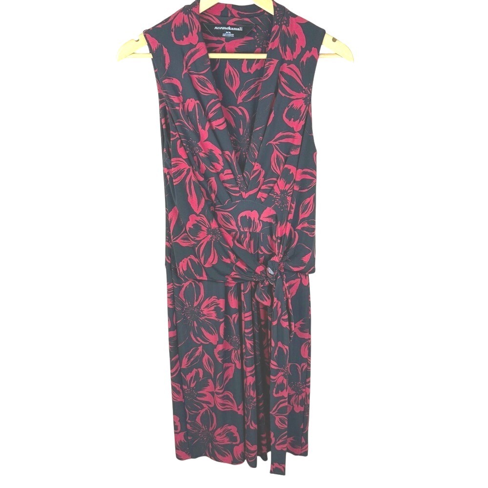 EUC Revolve Norma Kamali Floral Jersey Knit Wrap‎ Dress Sleeveless Size Medium